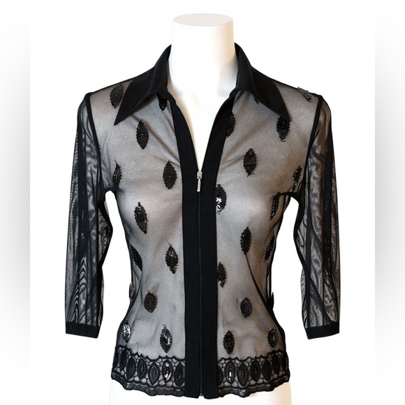 Sparkly, embellished, gauzy jacket/blouse - Picture 1 of 6
